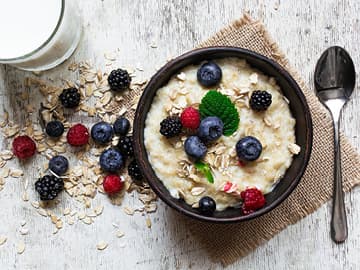 Bowl of porridge and fruit