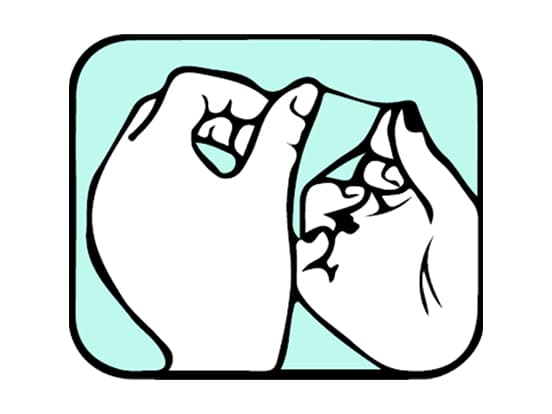 How to floss your teeth illustration - step 2