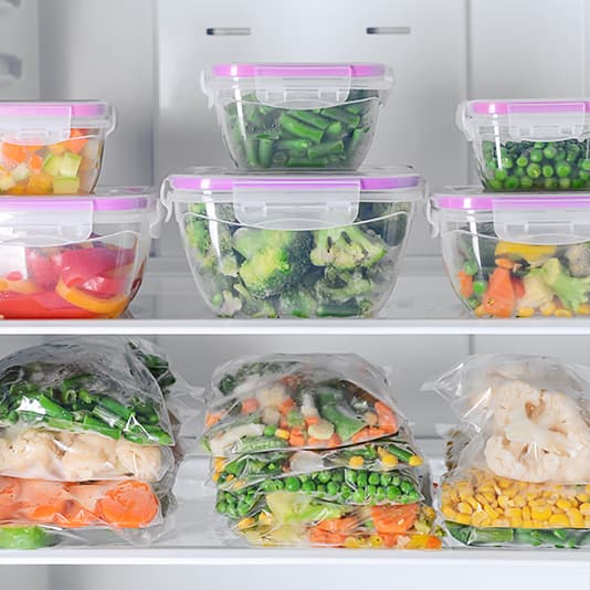 Vegetables stored in fridge