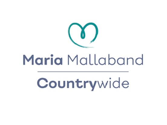 Logo of Maria Mallaband Countrywide featuring a stylized heart above the company name in blue and teal text on a white background.